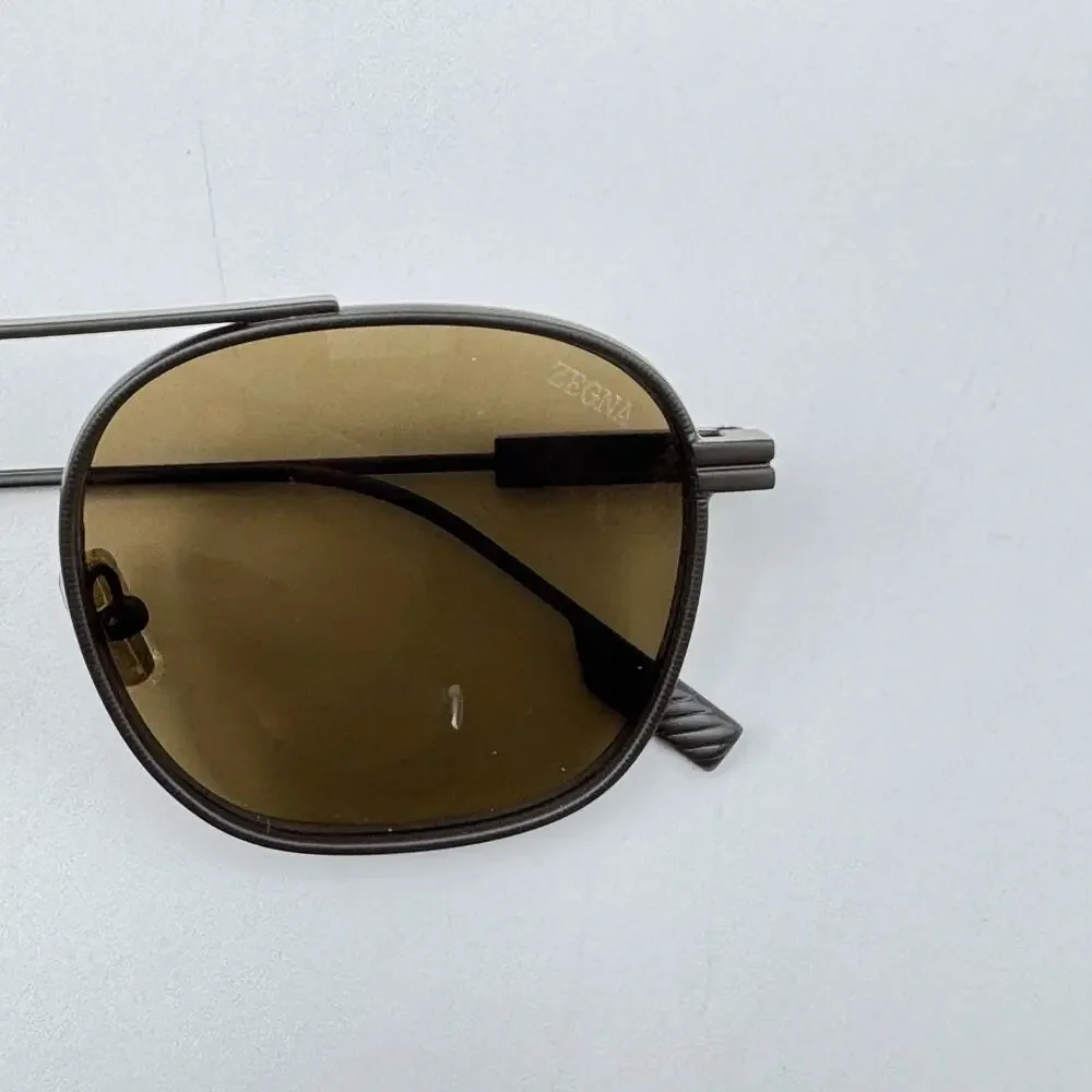 Ermenegildo Zegna Sunglasses EZ0290 49E Matte Dark Brown Frame Brown Lens 53mm